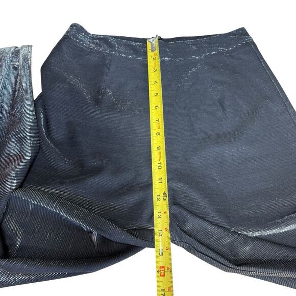 White Fox Silver Sequin Pants Back Zipper Stretch Large Shiny Holiday Maximalism - Picture 9 of 9